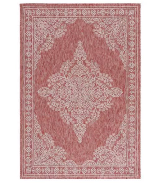 SAFAVIEH Courtyard Red/Beige 5 ft. x 8 ft. Medallion Ornate Indoor/Outdoor Area Rug