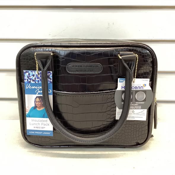 Veronica Jamison Hampton Faux Leather Lunch Tote by Arctic Zone, Lunch Bag with Food Storage & Ice Pack