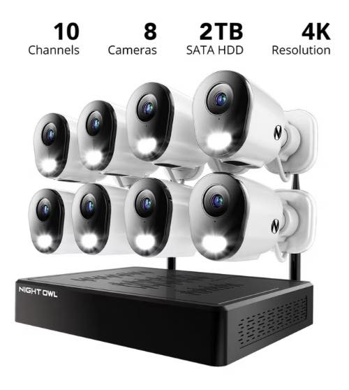 Night Owl 4K Cameras with 2TB NVR Security System, 8pk.