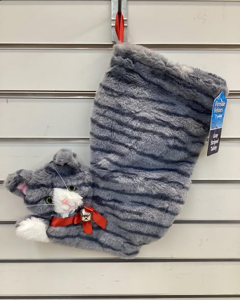 Pronk! Grey Striped Tabby Decorative Cat Christmas Stocking
