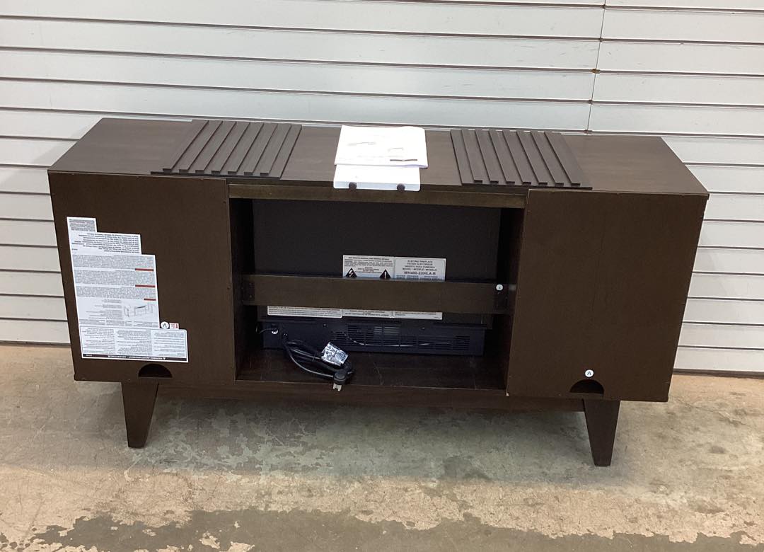 SCOTT LIVING Rosalie 54 in. Freestanding Media Console Wooden Electric Fireplace in Warm Brown Birch