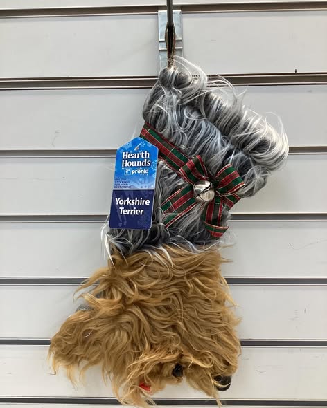 22 in. Yorkshire Terrier Long Hair Dog Faux Fur Christmas Stocking