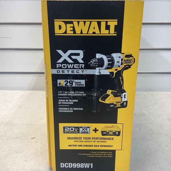 DEWALT XR POWER DETECT 1/2-in 20-volt max Variable Speed Brushless Hybrid Capable Cordless Hammer Drill ( 1 -Batteries and Charger Included )