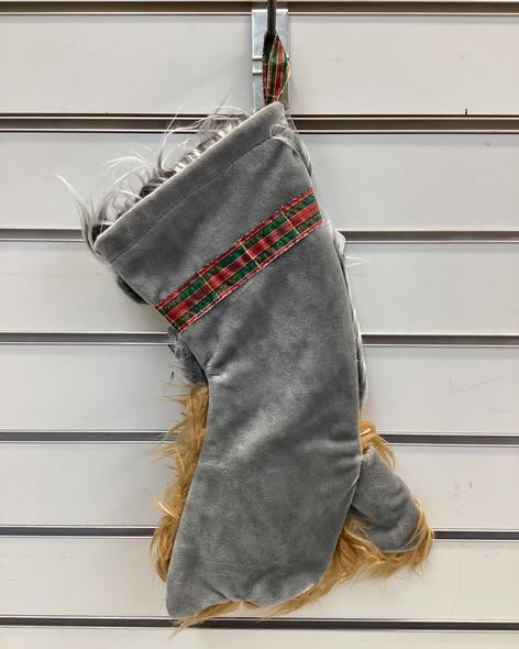 22 in. Yorkshire Terrier Long Hair Dog Faux Fur Christmas Stocking