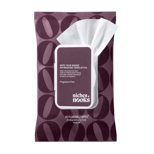 Niches & Nooks Intimate pH Balanced Refreshing Flushable Feminine Wipes - Fragrance-Free- 45ct
