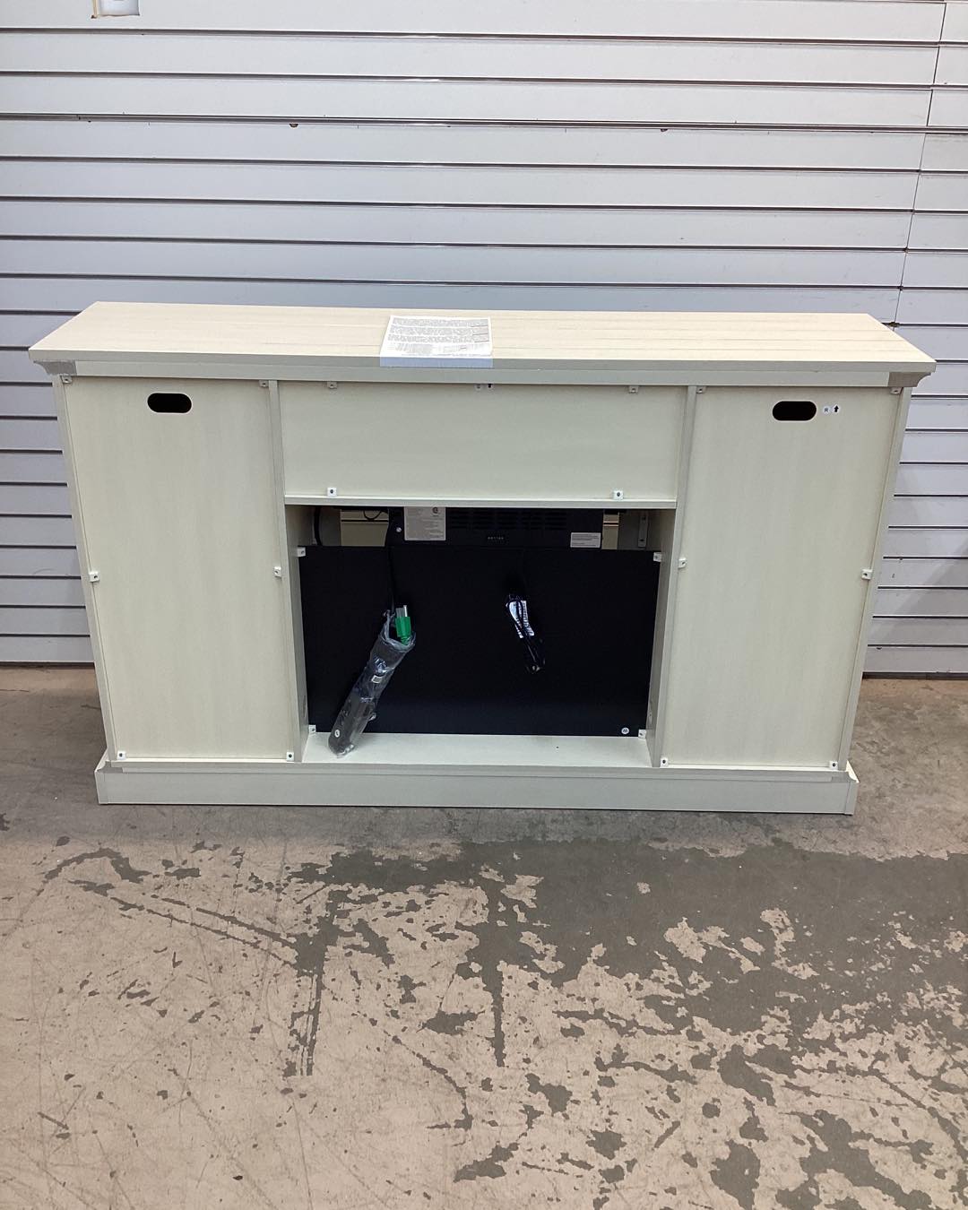 Home Decorators Collection Kerrington 60 in. W Freestanding Media Console Electric Fireplace TV Stand in Weathered Ivory