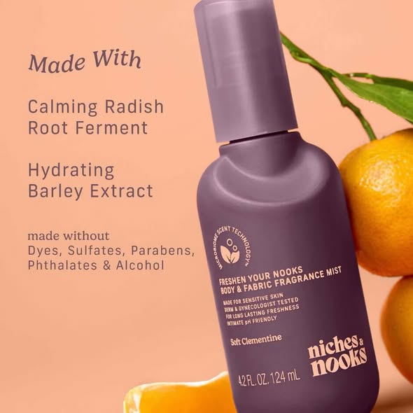 Niches & Nooks Intimate pH Balanced Body Spray & Fabric Fragrance Mist - Soft Clementine - 4.2 fl oz