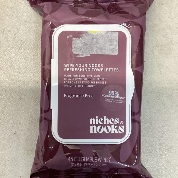 Niches & Nooks Intimate pH Balanced Refreshing Flushable Feminine Wipes - Fragrance-Free- 45ct