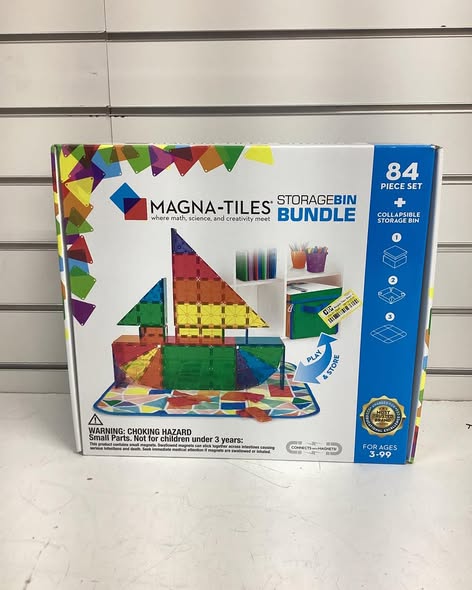 MAGNA-TILES 84pc + Storage Bin/Playmat Bundle