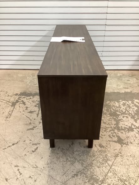 SCOTT LIVING ROSALIE 65 in. Media Console Wooden Electric Fireplace in Warm Brown Birch