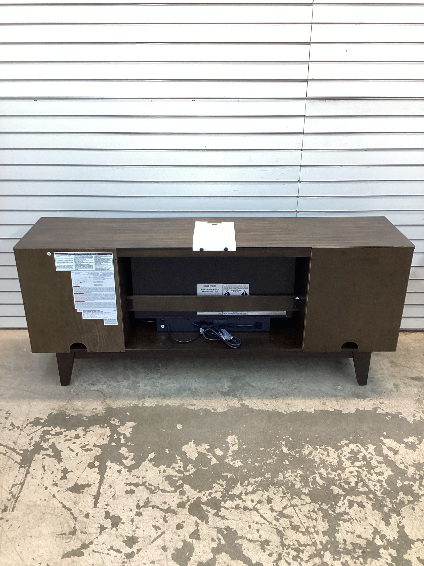 SCOTT LIVING ROSALIE 65 in. Media Console Wooden Electric Fireplace in Warm Brown Birch