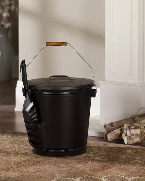 Open Hearth Fireplace Ash Bucket with Shovel