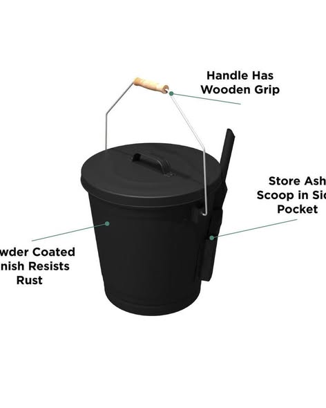 Open Hearth Fireplace Ash Bucket with Shovel