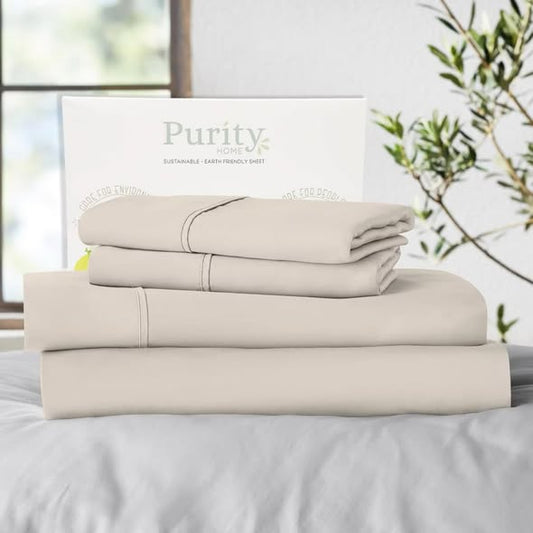 400 Thread Count Ultimate Percale Cotton Solid Sheet Set Queen Size - Purity Home
