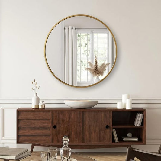 Jill Zarin 36" Elegant Round Metal Wall Mirror
