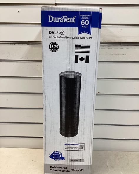 DuraVent Model DVL Double Wall Stove Pipe 6in. Diameter X 24in. Double Wall Stove Pipe Length