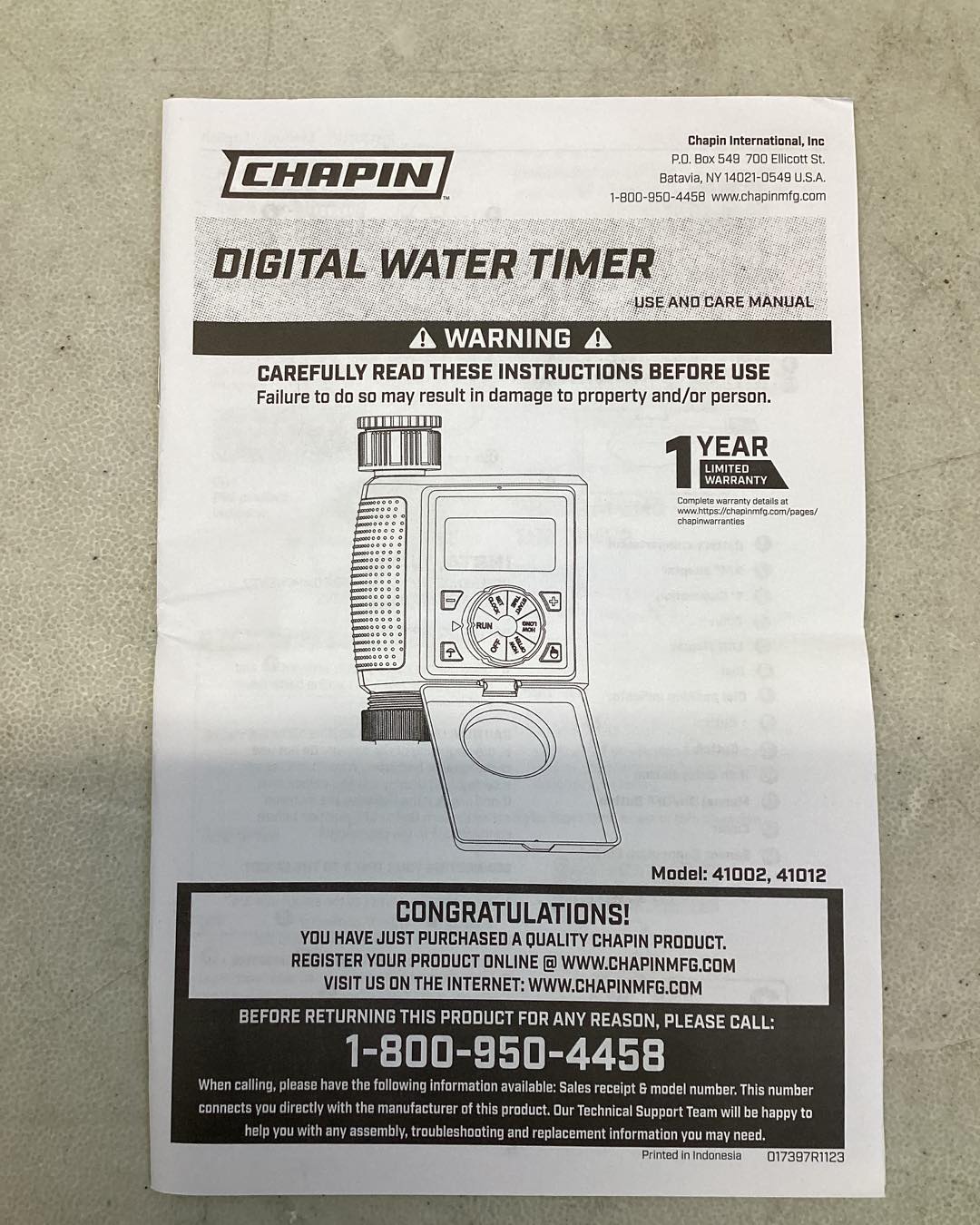 Chapin Single Zone Water Timer with Digital Display