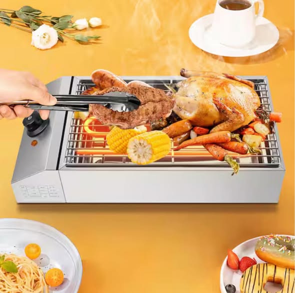 1800-Watt Stainless Steel Electric Grill Countertop BBQ Oven