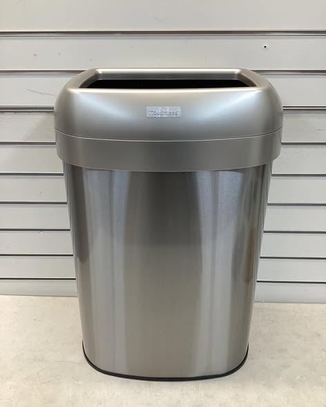 iTouchless 13 Gal. Stainless Steel Oval Metal Household Trash Can with Open Top, and Dual Odor Filters
