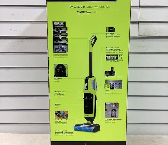 RYOBI ONE+ HP 18V Cordless SWIFTClean Wet/Dry Stick Mop and Vacuum Kit with 4.0 Ah Battery and Charger