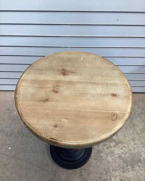 Kate and Laurel Wixley Rustic Farmhouse Round Pedestal Side Table, Wood and Metal Construction, Mixed Material Design, 18" x 18" x 25"