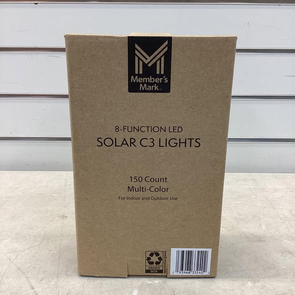 Member's Mark 150ct Solar LED C3 Lights, 74.5' Lighted Length