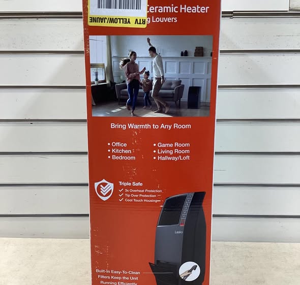 Lasko 1500-Watt 20 in. Black Electric Console Ceramic Space Heater with Tip-Over Switch, Adjustable Louvers, Timer, Remote