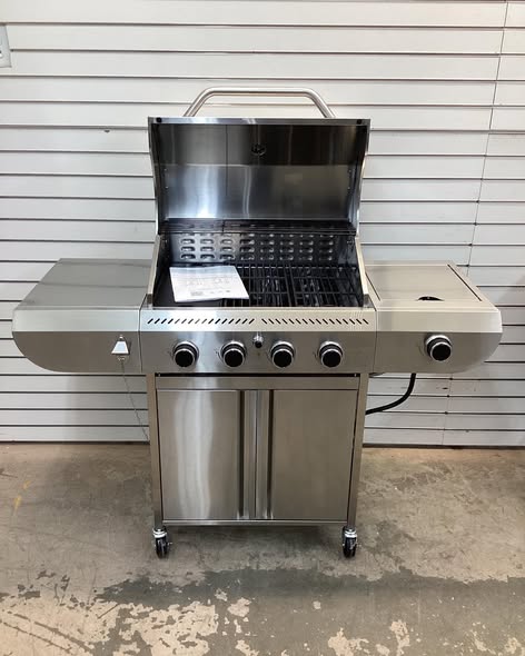 R.W.FLAME 42,000 BTU 4-Burner Propane Gas Stainless Steel Grill with Side Stand and Wheels