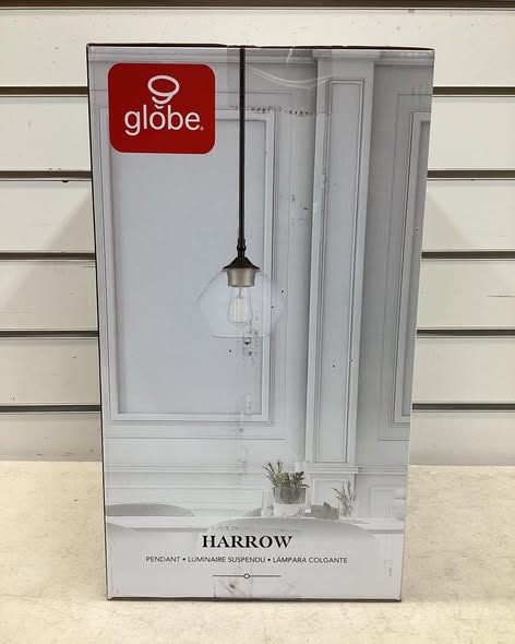 Globe Electric Harrow 1-Light Matte Black Pendant with Clear Glass Shade