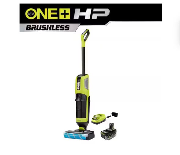 RYOBI ONE+ HP 18V Cordless SWIFTClean Wet/Dry Stick Mop and Vacuum Kit with 4.0 Ah Battery and Charger