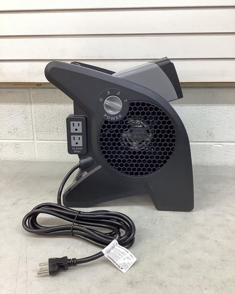 Lasko Pivoting 11.2 in. 3 Speed High Velocity Blower Fan for Home, Job Site in Gray, 375 CFM, 2 120V Outlets, Circuit Breaker