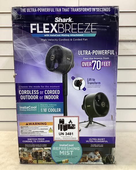 Shark FlexBreeze 13 in. 5-Speed Outdoor and Indoor Pedestal Fan in Dark Grey InstaCool Misting Attachment Corded and Cordless