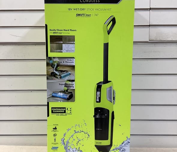 RYOBI ONE+ HP 18V Cordless SWIFTClean Wet/Dry Stick Mop and Vacuum Kit with 4.0 Ah Battery and Charger