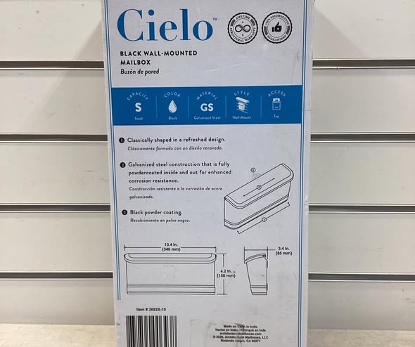 Architectural Mailboxes Cielo Black, Small, Steel, Wall Mount Mailbox