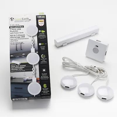 Good Earth Lighting 2-in Rechargeable USB plug-in LED Under Cabinet Puck Light