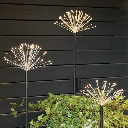 3pk Starburst Dandelion Sprig Battery LED Outdoor Light Stakes Black/White - Threshold