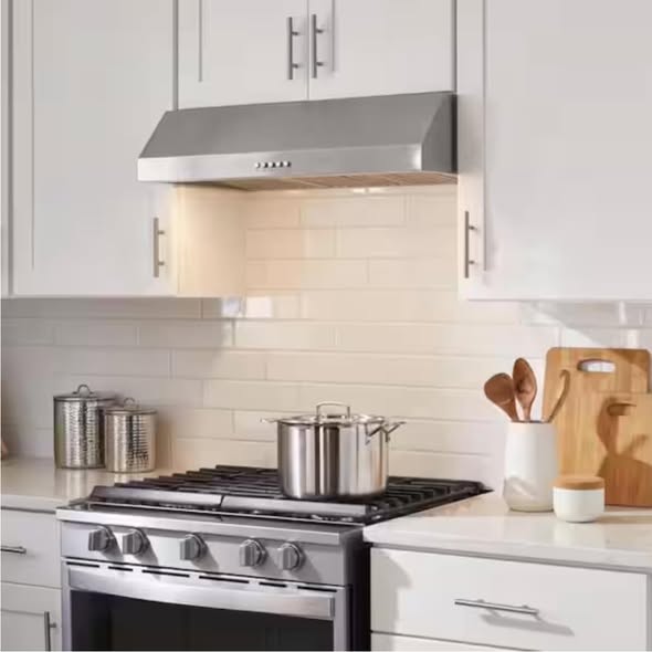 Vissani Sarela 30 in. W x 7 in. H 500CFM Convertible Under Cabinet Range Hood in Stainless Steel with LED Lights and Filter