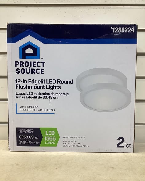Project Source 12-in Matte White Integrated LED Flush Mount Lights, 2 -Pack