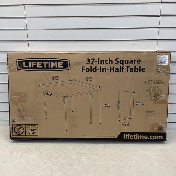 Lifetime 37-Inch Square Fold-In-Half Table Light Commercial