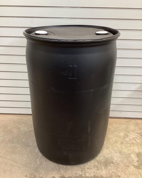 55 Gal. Black Industrial Plastic Drum