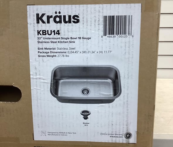 KRAUS Premier Undermount Stainless Steel 31 in. Single Bowl Kitchen Sink