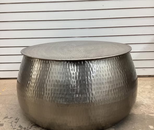 Home Decorators Collection Calluna 30 in. Silver Medium Round Metal Coffee Table with Lift Top Storage