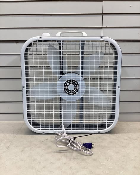 Lasko 20 in. 3 Speed Air Circulating Box Fan for Home in White with Save Smart Technology, 1820 CFM and Carry Handle