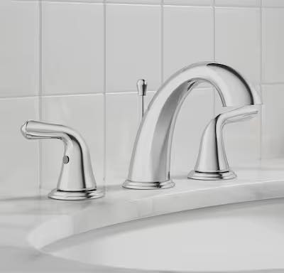 Project Source Dover Chrome Widespread 2-handle WaterSense Mid-arc Residential Handle Bathroom Sink Faucet with Drain