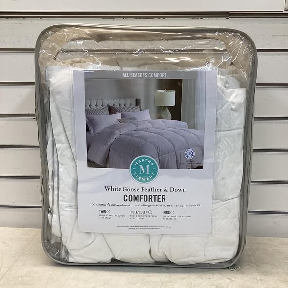 Martha Stewart Goose Feather and Down Comforter and Pillow Set, White, Twin Size