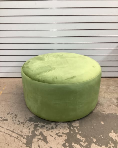 CHRISTOPHER KNIGHT HOME Olive Green Velvet Round Accent Ottoman