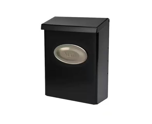 Architectural Mailboxes Designer Black with Satin Nickel, Medium, Steel, Locking, Wall Mount Mailbox