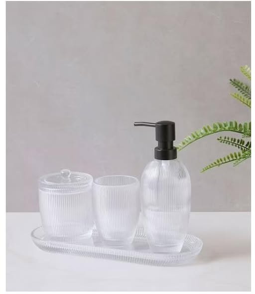 details by Becki Owens 4-Piece Glass Bath Accessory Set Model: New Ridge