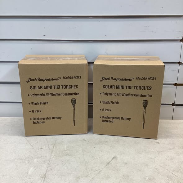 Deck Impressions 15" Solar Flaming Tiki Torch Lights, 12-Pack