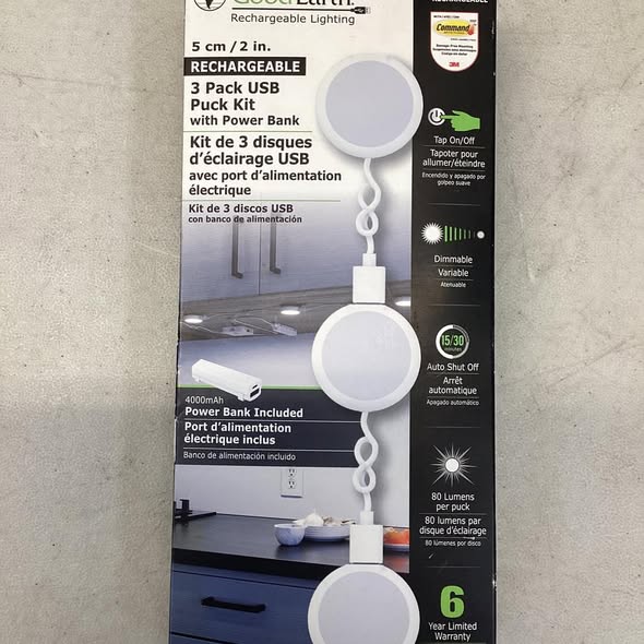 Good Earth Lighting 2-in Rechargeable USB plug-in LED Under Cabinet Puck Light